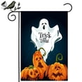 thumbnail image 3 of PULLIMORE 2 Pcs Happy Halloween Garden Flag Double Sided Ghost Pumpkin Trick or Treat Yard Outdoor Decor 11.8 x 17.7 Inches, 3 of 8