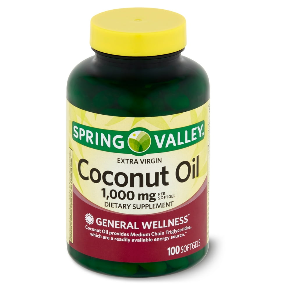 Spring Valley Extra Virgin Coconut Oil Dietary Supplement, 1,000 mg, 100 count