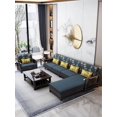 thumbnail image 4 of New Chinese style light luxury all solid wood sofa combination Modern Chinese style living room furniture set Wood plus cloth My Lux Decor Round, 4 of 18