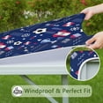 thumbnail image 6 of Blue Soccer Elements Pattern Square Fitted Tablecloth with Elastic Edge,Square Table Cover,Washable Elastic Table Cover for Home Kitchen Party Decor 34"x34", 6 of 6