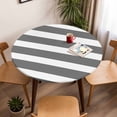 thumbnail image 5 of Grey and White Stripe Pattern Elastic Fitted Round Table Cover Simple Style Waterproof Outdoor Tablecloth for Holiday Party, Picnic, Patio & Dining Fits Tables Up to 36"-44", 5 of 8
