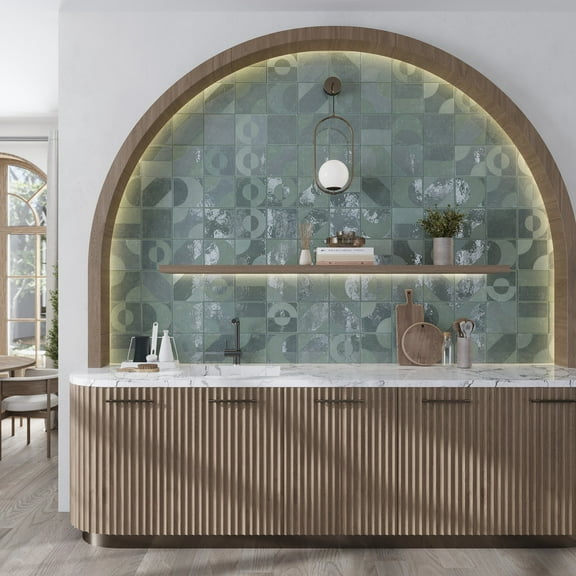 Cadence 8x8 Muted Sage Green Porcelain Square Motif Wall and Floor Tile (12.49 sq ft/case) - 29 Pack