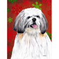 thumbnail image 1 of 11 x 15 Po. Shih Tzu Flocons de Neige Rouges et Verts Drapeau de Jardin de Noël, 1 of 1