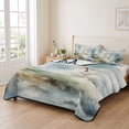 thumbnail image 2 of Full Quilt Set 78''x90'', Blue White Ombre Lightweight Bedspread Coverlet Set with 2 Pillow Shams, Watercolor Cloud Geometric Abstract Art Breathable All Season Quilt Bedding for Bedroom/Guest Room, 2 of 9
