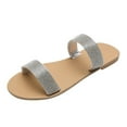 thumbnail image 2 of Women's Rhinestone Slide Sandals Open Toe Two Strap Slip On Flat Sandals Casual Summer Boho Beach Oceanside Holiday Outdoor Shoes, 2 of 4