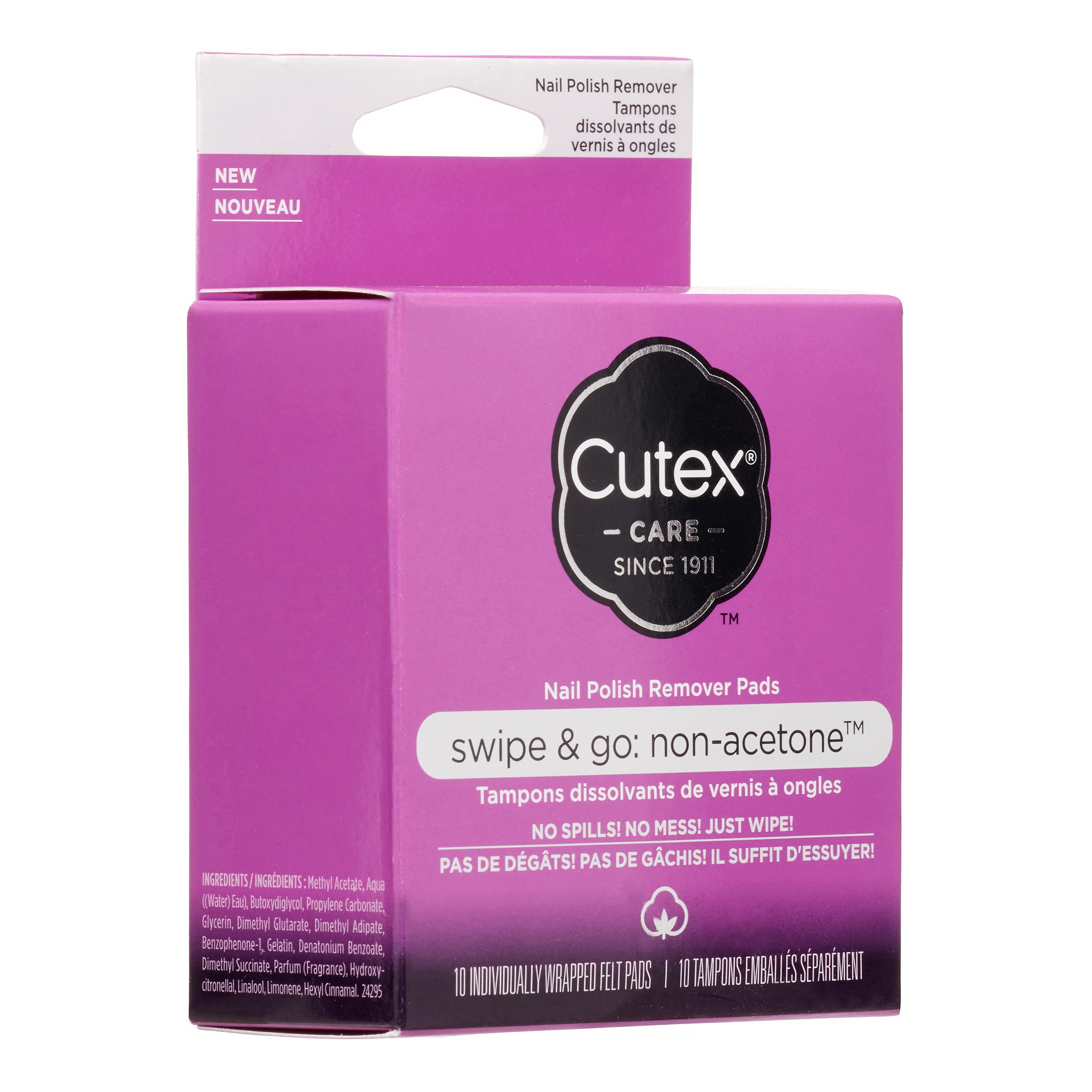 Cutex Swipe and Go Non-Acetone Remover Pads, 10 Ct, 10 Count 