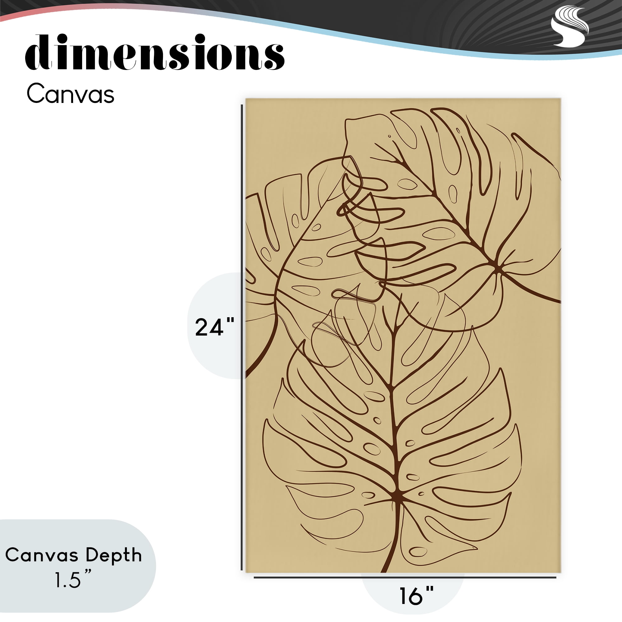 Stupell Industries Autumn Monstera Leaf Contour Canvas Wall Art, design by Martina Pavlova