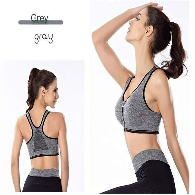 Womens Zipper Front Closure Sports Bra Racerback Yoga Bras With Removable  Paddings Black And Beige From Seamless, $16.24
