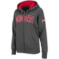 thumbnail image 2 of Women's Charcoal Ohio State Buckeyes Arched Name Full-Zip Hoodie, 2 of 3