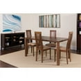 thumbnail image 2 of 5 Pcs Walnut Wood Dining Table St-Framed Rail Back Design Wood Dining Chairs, 2 of 2