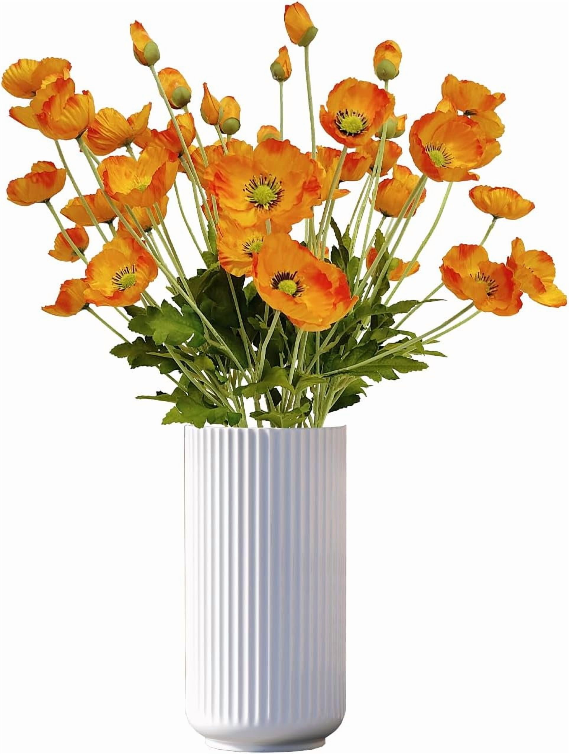 Orange Poppy Flowers Artificial for Wedding Decorations,12 Pcs Fake Faux Silk Poppies Bulk for Home Decor Table Centerpieces Floral Arrangement(23.5‘’, Orange)