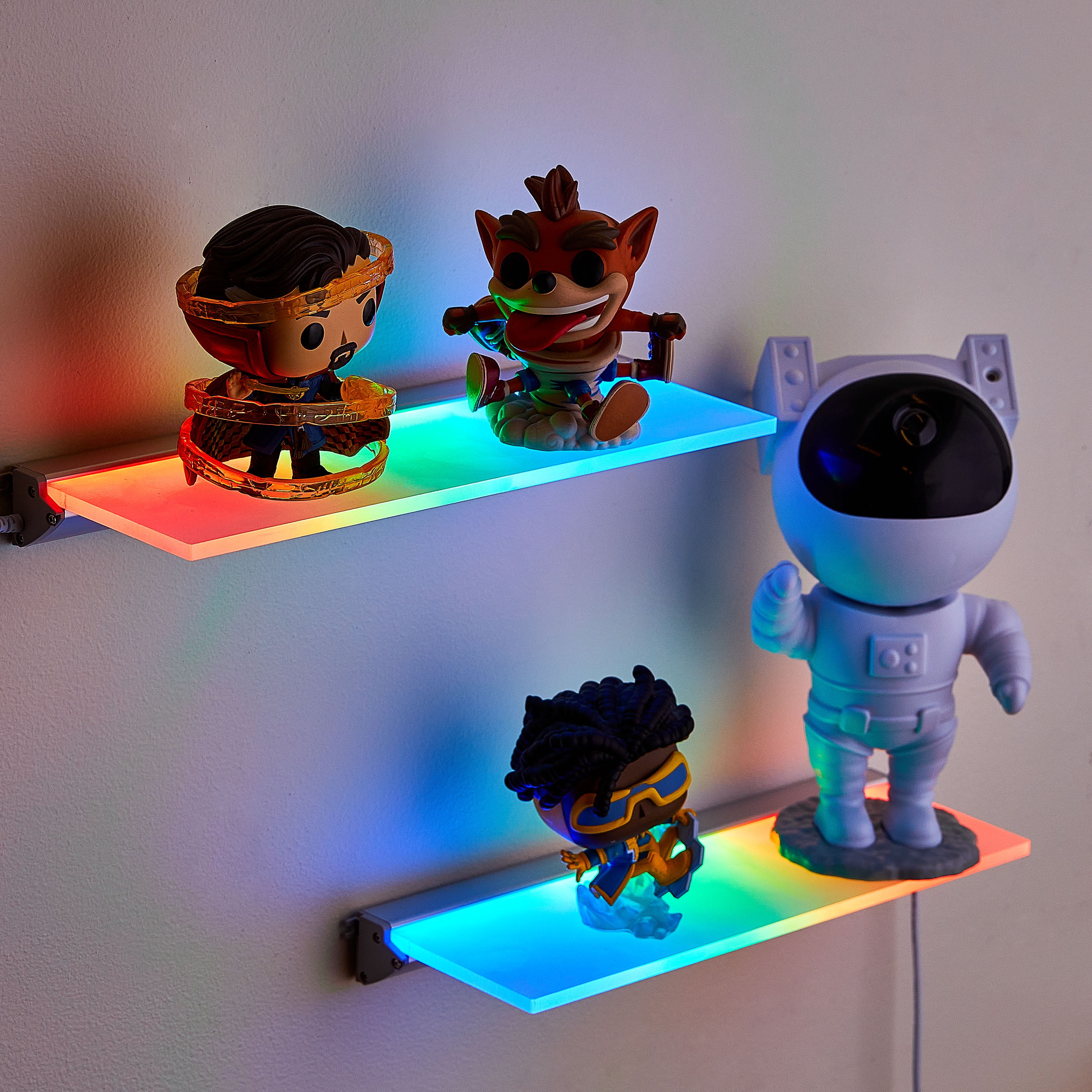 onn RGBIC LED Floating Shelves, 2 Pack
