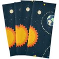 thumbnail image 2 of Kitchen Towels Cartoon Rockets & Planets Pattern Cleaning Towel Absorbent Hand Towels Tea Towels for Home Restaurant Dish Clean 28" x 18", 1PC, 2 of 6