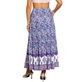 thumbnail image 3 of INSPIRE CHIC Women's Elastic High Waist Ruffle Floral Print Boho A Line Pockets Summer Maxi Skirt S Blue Purple, 3 of 5