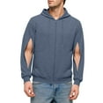 thumbnail image 5 of Txeol Men Dialysis Sweatshirt with Arm Zipper Full Zip Fleece Hoodie Solid Color Long Sleeve Lightweight Jackets Navy L, 5 of 7