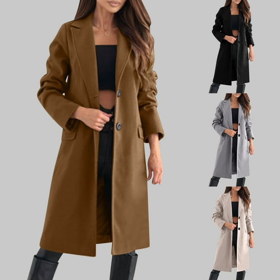 Winter Dresses for Women 2025 Womens Fall Fashion 2025 Solid Color Lapel Zipper Woolen Cardigan Long Sleeved Top Jacket