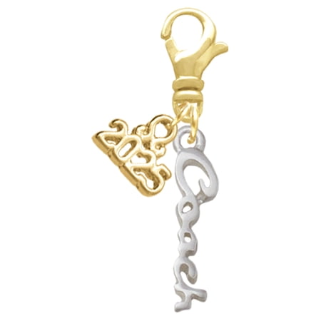 Delight Jewelry Silver-tone Small Coach Script - Gold-tone Clip on Charm with Mini Year 2025