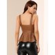 thumbnail image 5 of Allegra K Top Corto Para Mujeres Pu Bustier De Cuero Punk Gótico Corsé Peplum Marrón S, 5 of 6