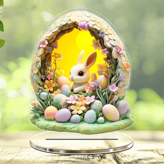 Stijggn Easter Decorations for Home 2D Flat Easter Eggs Rabbit Decors for Holiday Home Living Room Entryway Desktop Decoration
