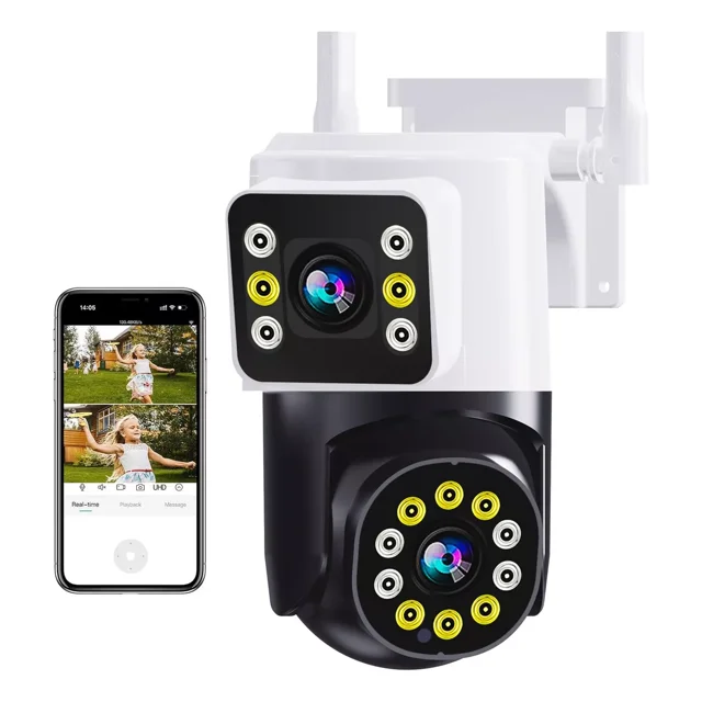Cámara Doble Lente Seguridad Wifi 1080p Vigilancia Exterior