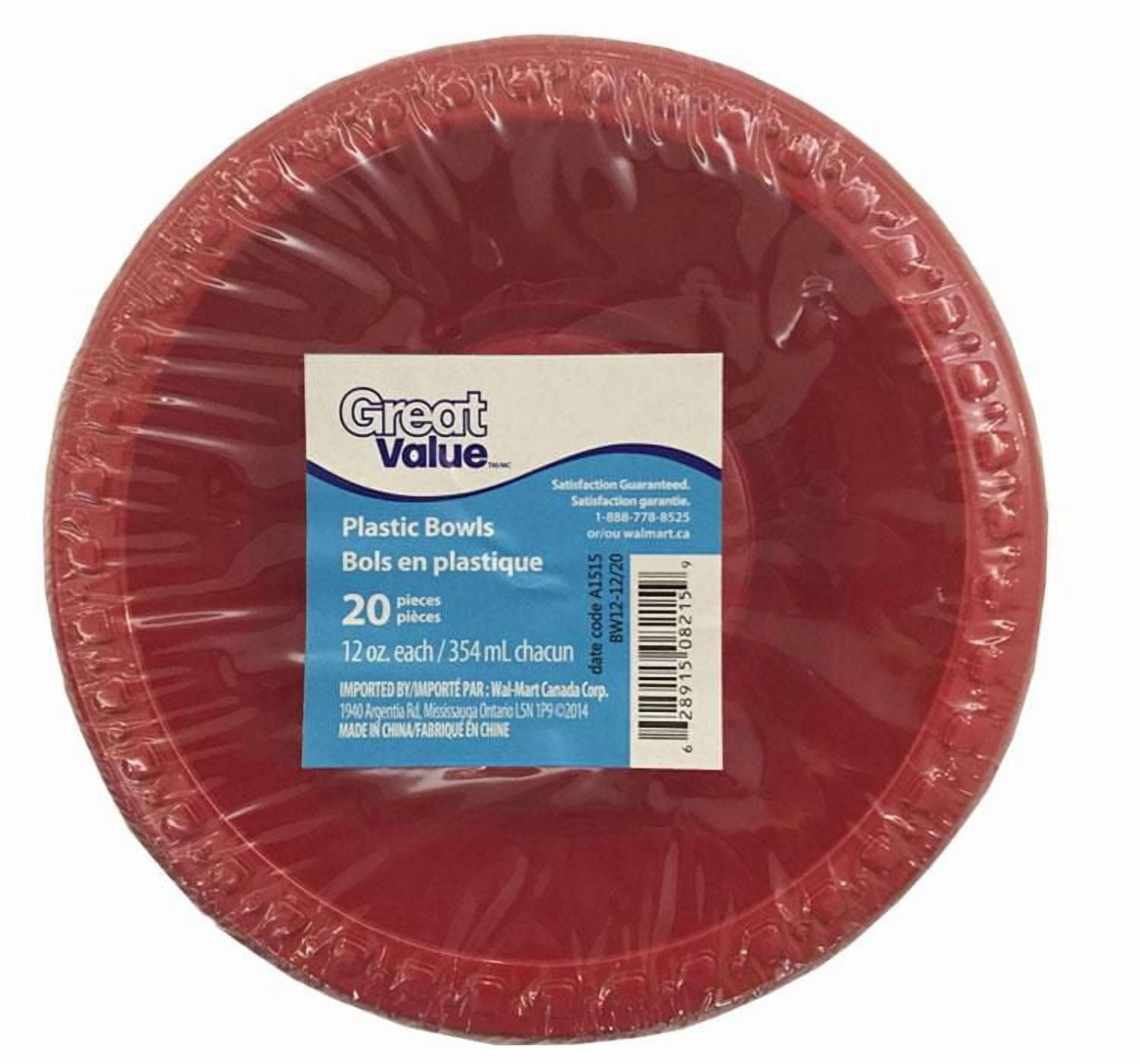 Bols en plastique de Great Value