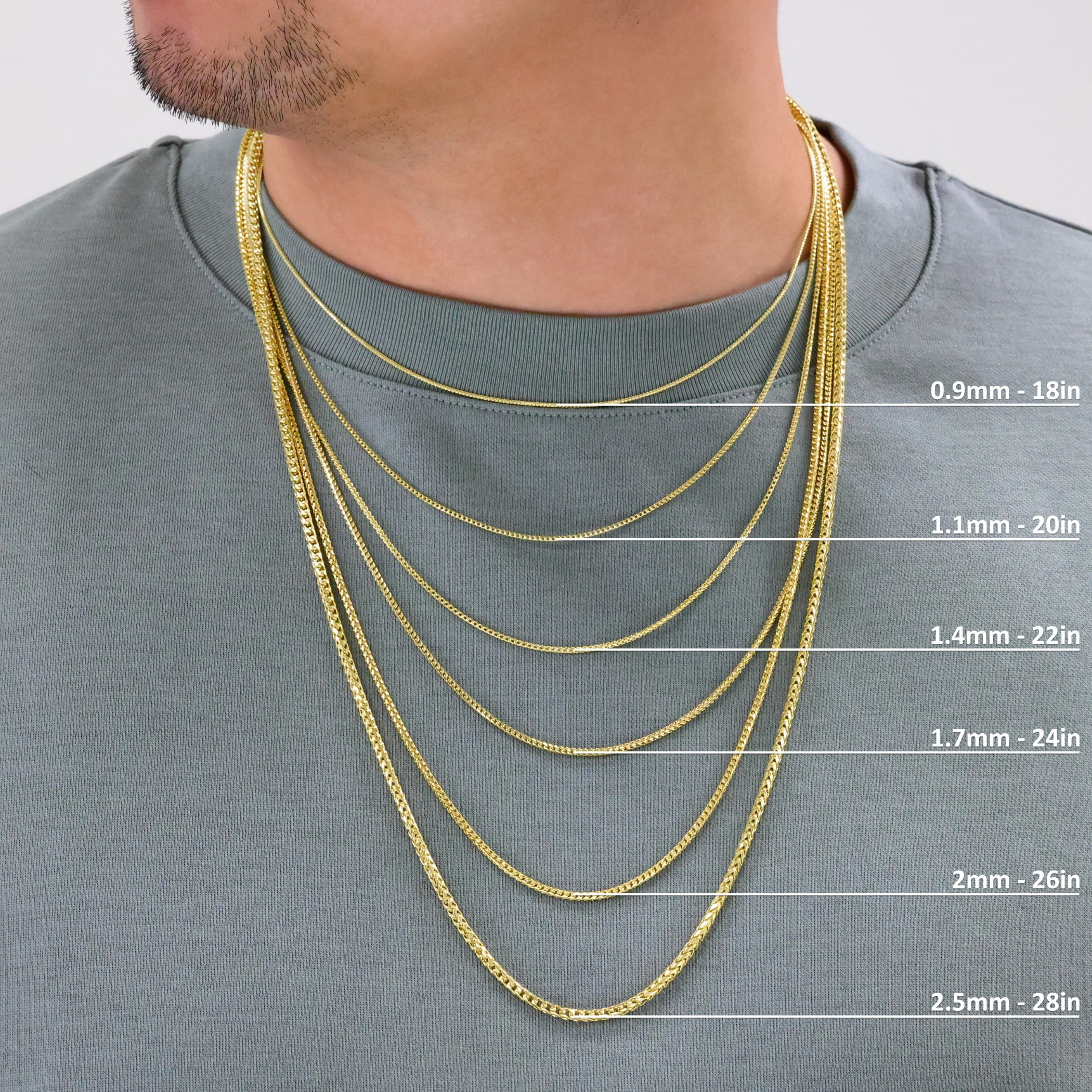 Nuragold 10K Real Yellow Gold Solid Franco Diamond Cut Chain Necklace 16"-30" (0.6mm-6mm) Italian Jewelry for Men & Women