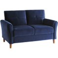 thumbnail image 6 of Lexicon Dunleith Tufted Velvet Upholstered Loveseat in Blue and Walnut, 6 of 9