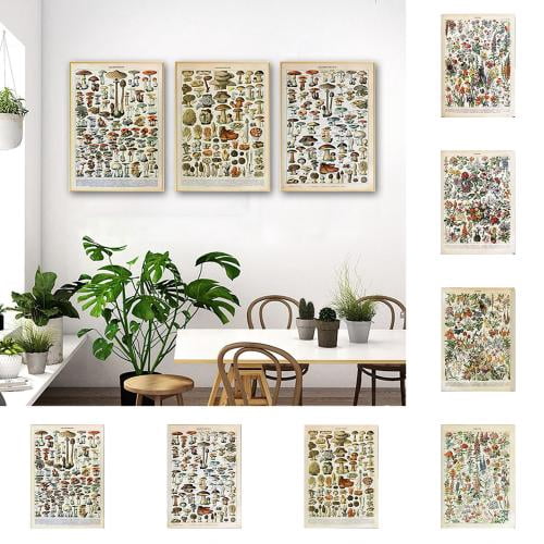 Zhaomeidaxi 4 Piece Mushroom Canvas Wall Art For Living Room Family 