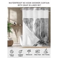 thumbnail image 7 of No Hook Grey Shower Curtain with Snap in Liner Set, Modern Oil Painting Art Forest Waterproof Fabric Bathroom Curtains with See Through Top Window, Hotel Style Small 36 x 72 Inch, 7 of 7