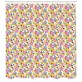 thumbnail image 3 of Abstract Geometry Shower Curtain, Circles Lines Dots Ovals Motif Arrangement on Plain Background, Fabric Bathroom Set with Hooks, 69W X 84L Inches Extra Long, White and Multicolor, by Ambesonne, 3 of 3