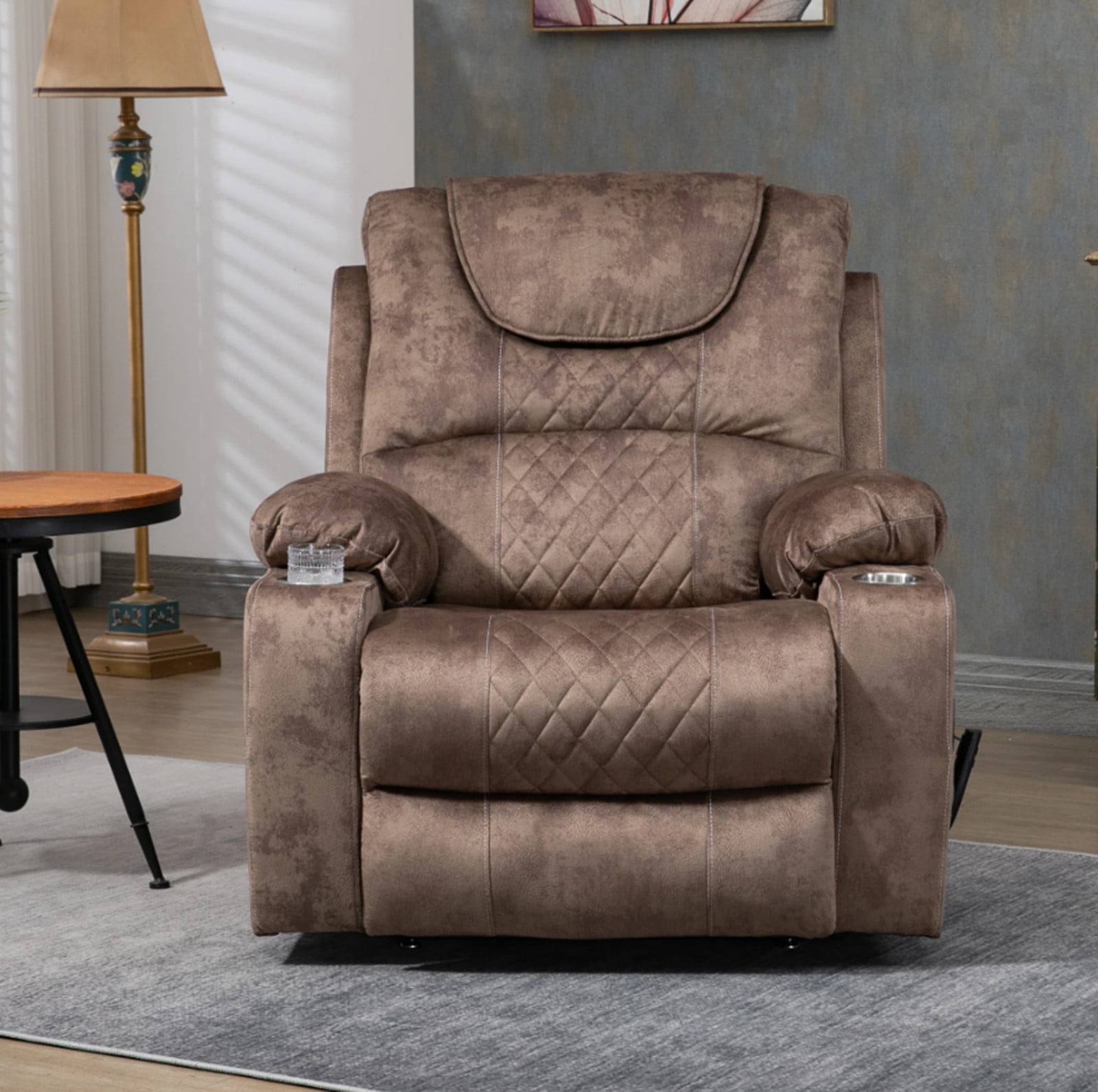 LITVZ Recliner Lift Chairs for Elderly, 180 Degrees Lay Flat Recliner Chair with Heat and Massage and Cup Holder for Adults 400 lb Capacity