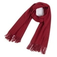 thumbnail image 3 of Black and Friday Clothing Sales Idoravan Women's Knit Scarf Women's Fashion Winter Warm Scarf Solid Color Scarf Tassel Knitted Scarf Wine, 3 of 5