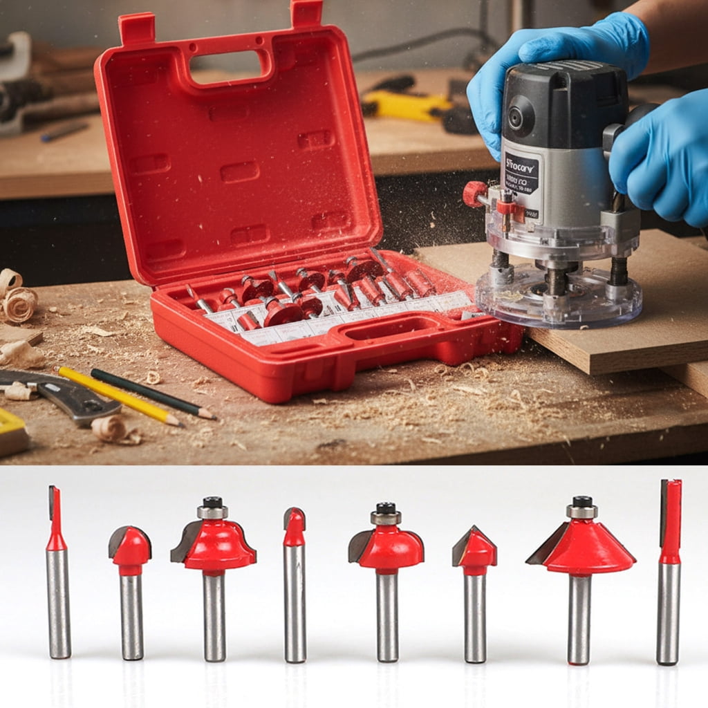 Zeiwohndc 15pcs 1/4 Inch Shank Router Bit Set Woodworking Tool for Cabinet Door Making