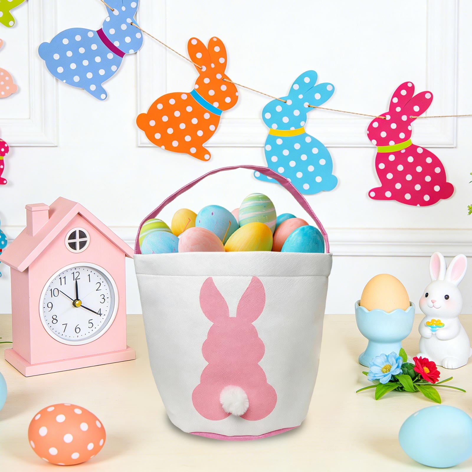 Easter Decorations Rabbits Bag Easter Small Bag Children's Easter Tote Bag Gift Snacks Candy Easter Egg Canvas Bag Easter Basket Essentials