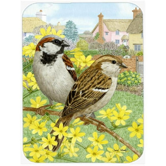 Carolines Treasures House Sparrows Glass Cutting Board - Large