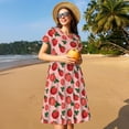 thumbnail image 4 of Balery Tomatoes Vestidos sueltos de manga corta para mujer, vestidos de verano 2025, vestidos casuales de corte A con vuelo., 4 of 6