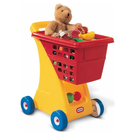 Little Tikes Toy Shopping Cart with Folding Seat, Multicolor, For Pretend Play Shopping Grocery Play Store for Kids Toddlers Girls Boys Ages 18  months.