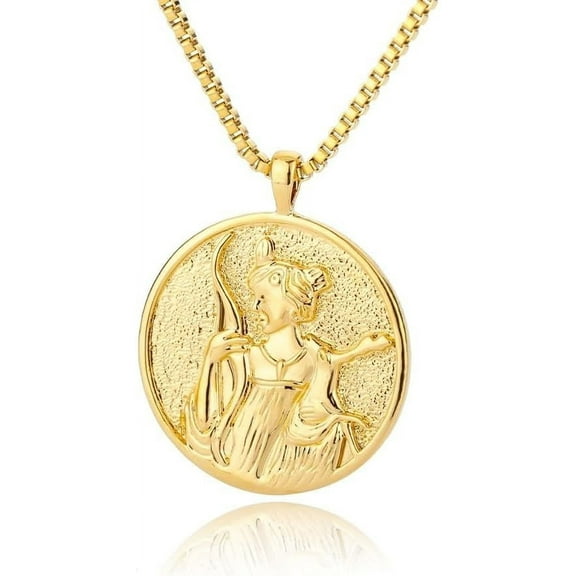 Myth Merit Hecate Necklace,Gold Medallion Coin Necklace for Women