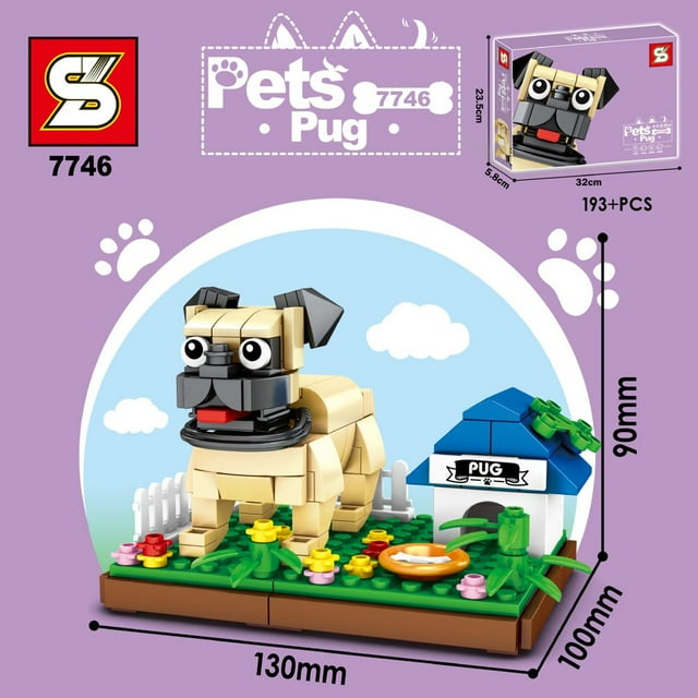 MesaSe Building Block Dog Micro Mini Block Dogs Building Animal Set DIY 3D Block Toy Building Blocks for Kids Or Adult 207Pieces