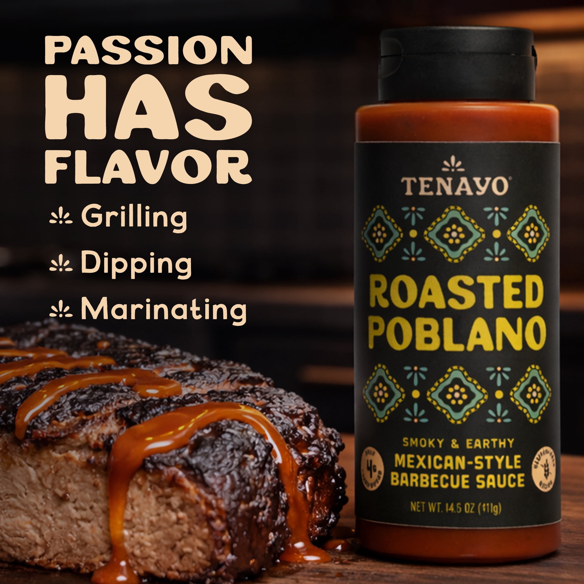 Tenayo Roasted Poblano Mexican-Style Barbecue Sauce, 14.5 oz