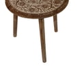 thumbnail image 3 of Benzara Traditional Round Top Wooden Accent Table with Intricate Design, Brown, 3 of 3