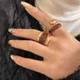 thumbnail image 4 of Anillo abierto de doble capa de esmalte líquido, dulce, fresco, sexy, color chocolate, anillo de personalidad de moda europea y americana, 4 of 6