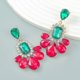 thumbnail image 4 of Nuevos pendientes de moda con diseño floral geométrico y diamantes de imitación de colores para mujer Vi, rosa, 4 of 5