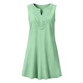 thumbnail image 3 of Pumxq Linen Dresses for Women Summer, V Neck Sleeveless Cotton Linen Summer Dresses, Flowy Linen Midi Summer Dresses Green 2XL, 3 of 8