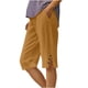 thumbnail image 1 of Shorts Bermuda para Mujer, Shorts de Lino Talla Grande para Mujer Verano Casual Viaje Vacaciones Pierna Recta hasta la Rodilla con Bolsillos Botones Laterales, 1 of 6
