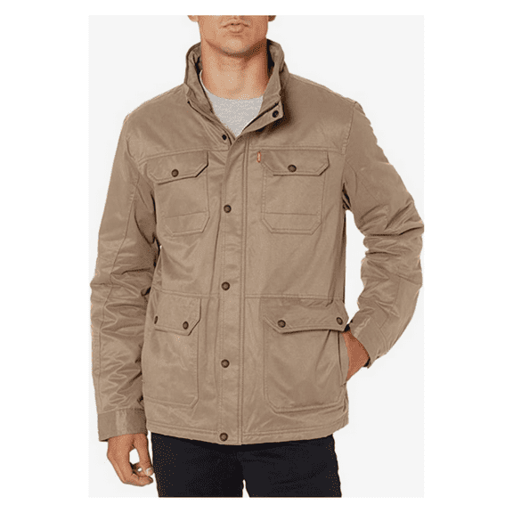 Levi's Men's Stand Collar Military Jacket Cotton-Polyester Khaki size XXL