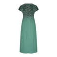 thumbnail image 5 of Meichang Robes en Lin pour Femmes 2024 Rétro à Imprimé Floral Coupe Ample Robes Midi Manches Courtes Col Rond Robes d'Été Décontractées Évasées Légères Confortables Longues Robes de Travail Vert Menthe m, 5 of 5