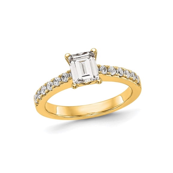 1.31 Carat (Ctw VS2, G-H) Emerald-Cut Certified Lab-Grown Diamond Engagement Ring 14K Yellow Gold
