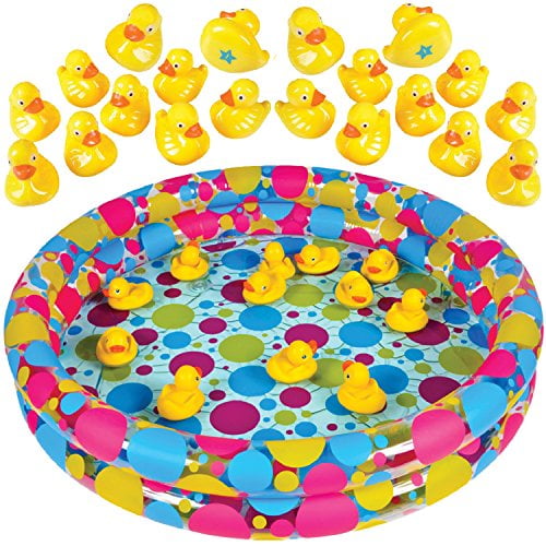 Gamie Duck Pond Matching Game for Kids Includes 20 Plastic Ducks with Numbers and 3’ x 6” Inflatable Pool - Fun Memory Game - Water Outdoor Game for Children, Preschoolers, Birthday Party