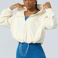 thumbnail image 4 of AherBiu Chandails à Capuchon pour Femmes à Manches Longues à Fermeture Éclair, Cordon de Serrage, Vestes Sport Courtes, 4 of 6